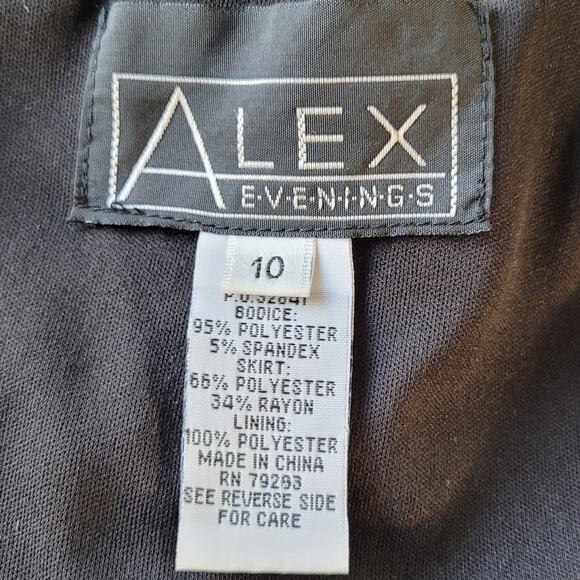 NWT Alex Evenings Floral Print Long Maxi Dress Pockets Size 10 Black White Event - Picture 10 of 13